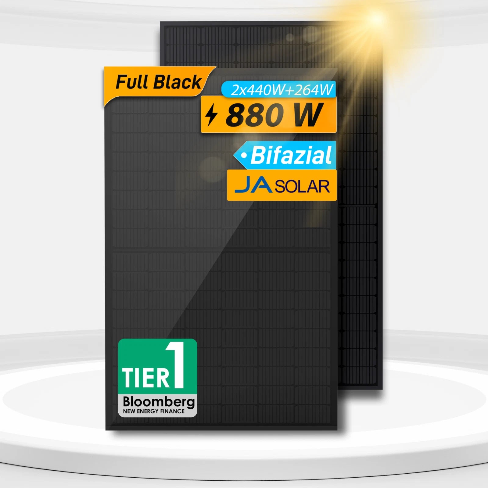 Solarpanel FullBlack Glas-Glas Module für Balkonkraftwerk
