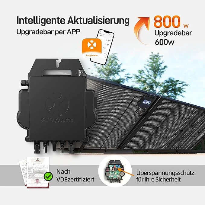 Solarmars Balkonkraftwerk 800W mit Bifazialer Glas-Glas Solarmodule und APsystems Wechselrichter EZ1-M Installation