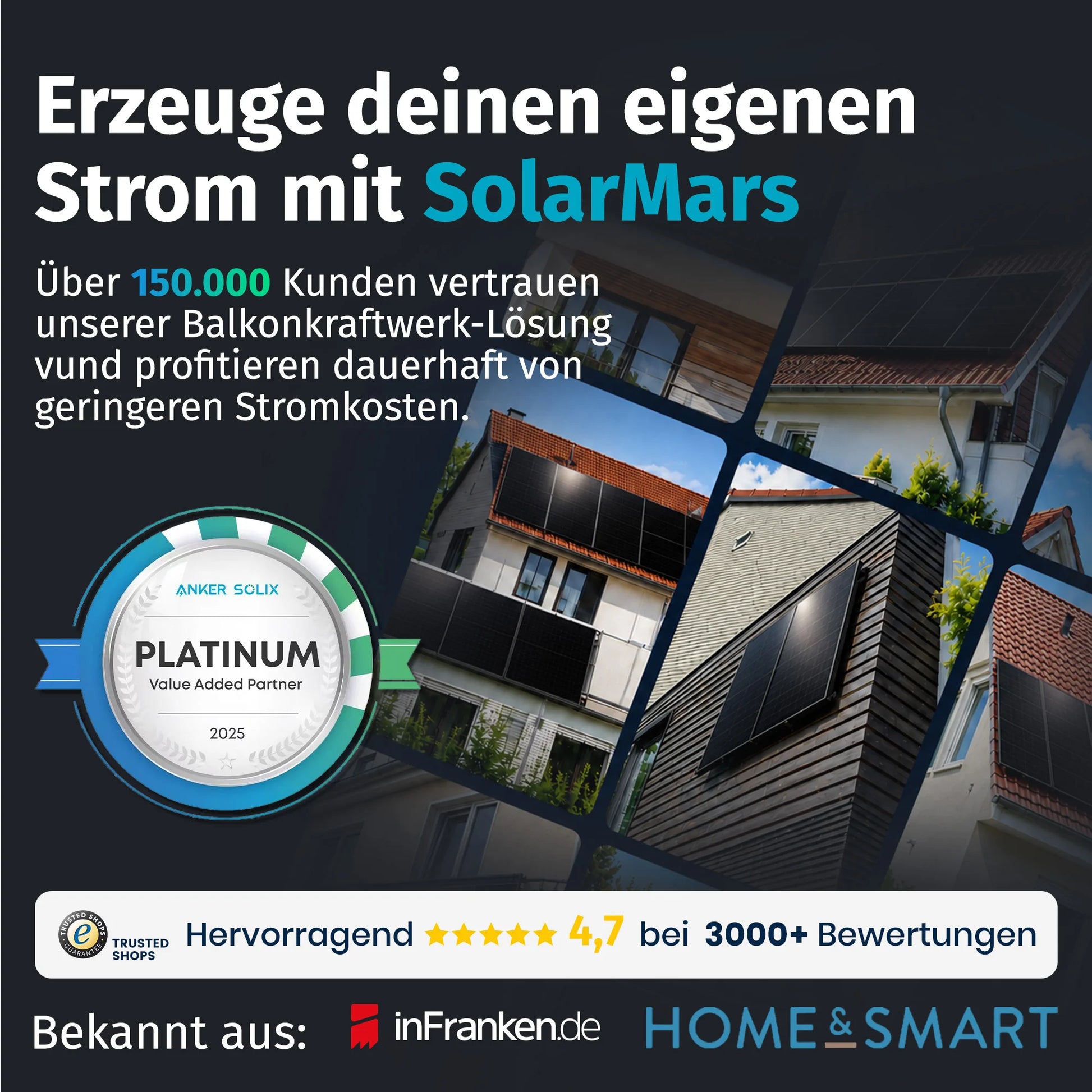 Anker SOLIX Solarbank 4 E5000 Pro Balkonkraftwerk 4000 W mit Speicher Werbung für Stromersparnis