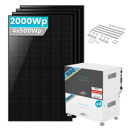 SunEnergyXT 500  Balkonkraftwerk mit Speicher 2000W Ziegeldach halterung Set mit B500x4 Erweiterungsakku