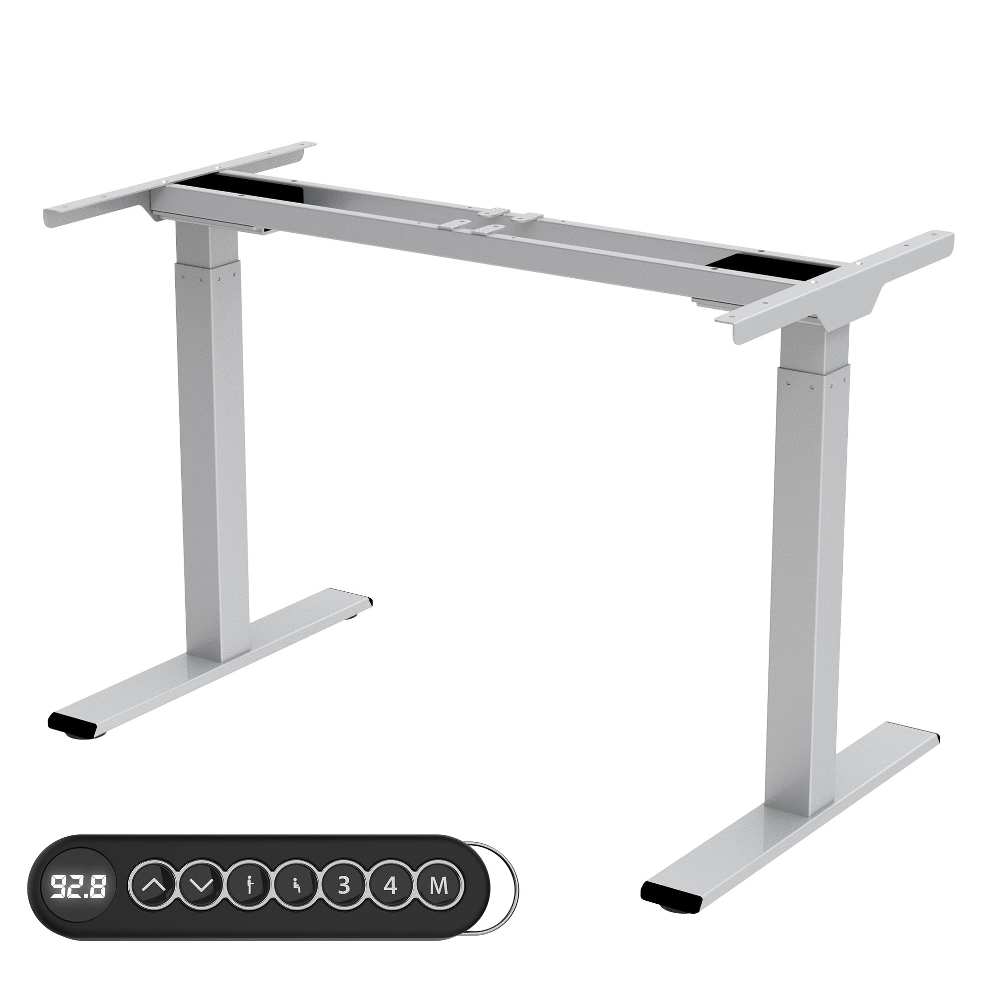 höhenverstellbares Schreibtischgestell, silber, mit 2 Motoren und Speicherfunktion, Ergofino DT20L